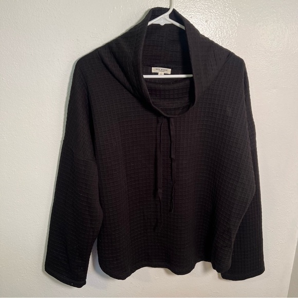 Max Studio Funnel Neck Waffle Knit Pullover Black L - Picture 4 of 12